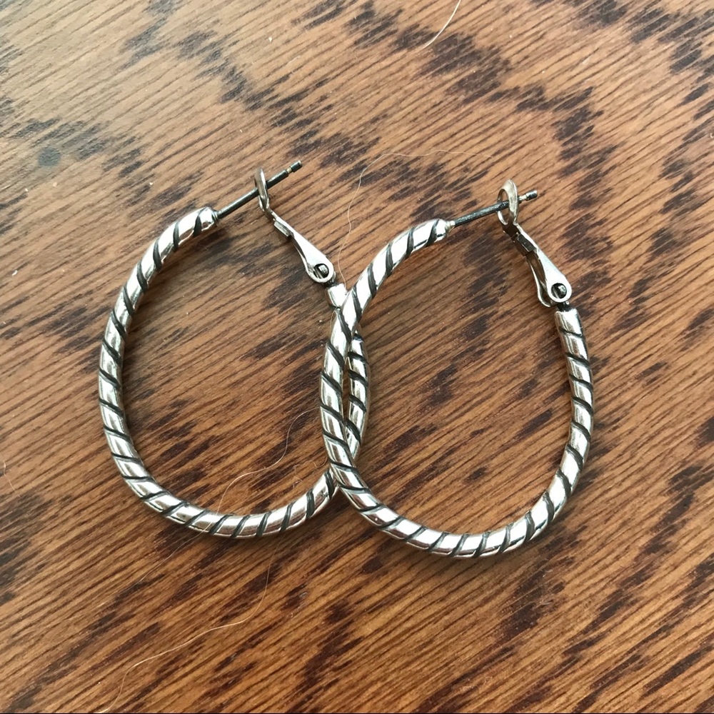 Brighton silver rope hoop earrings NWOT